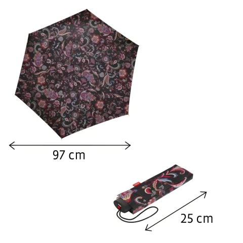Umbrelă pliabilă, manuală Reisenthel Paisley Black