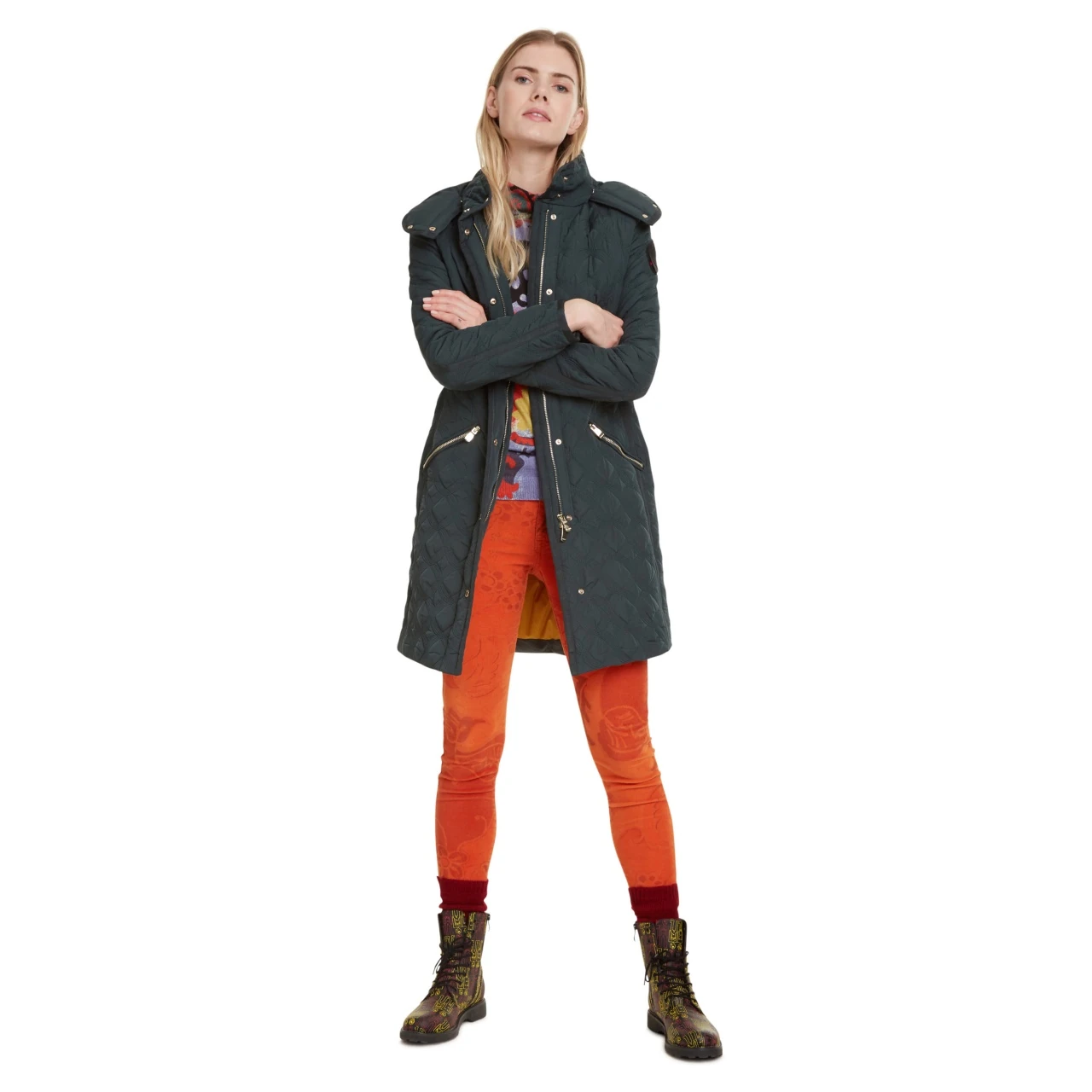 Geacă pentru femei Desigual Padded Leicester smarald :: 40