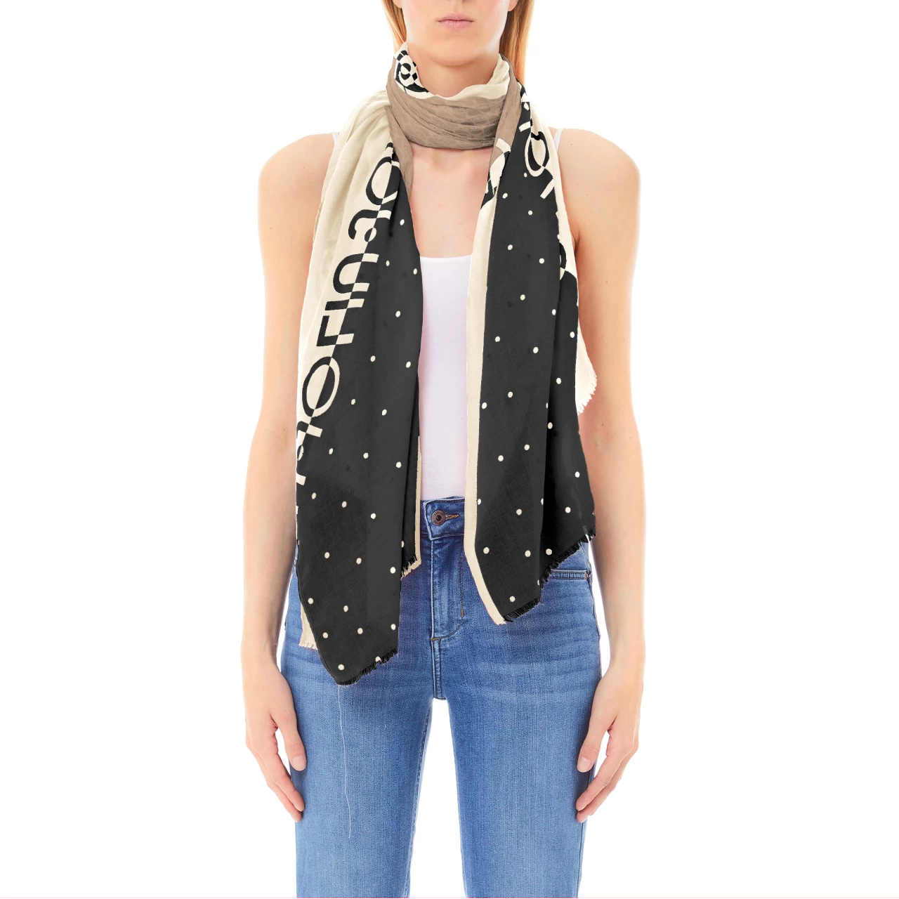 Eșarfă Liu•Jo, alb-negru