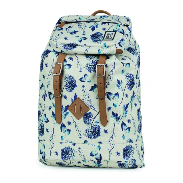 Rucsac mare The Pack Society Off White Blue Flower
